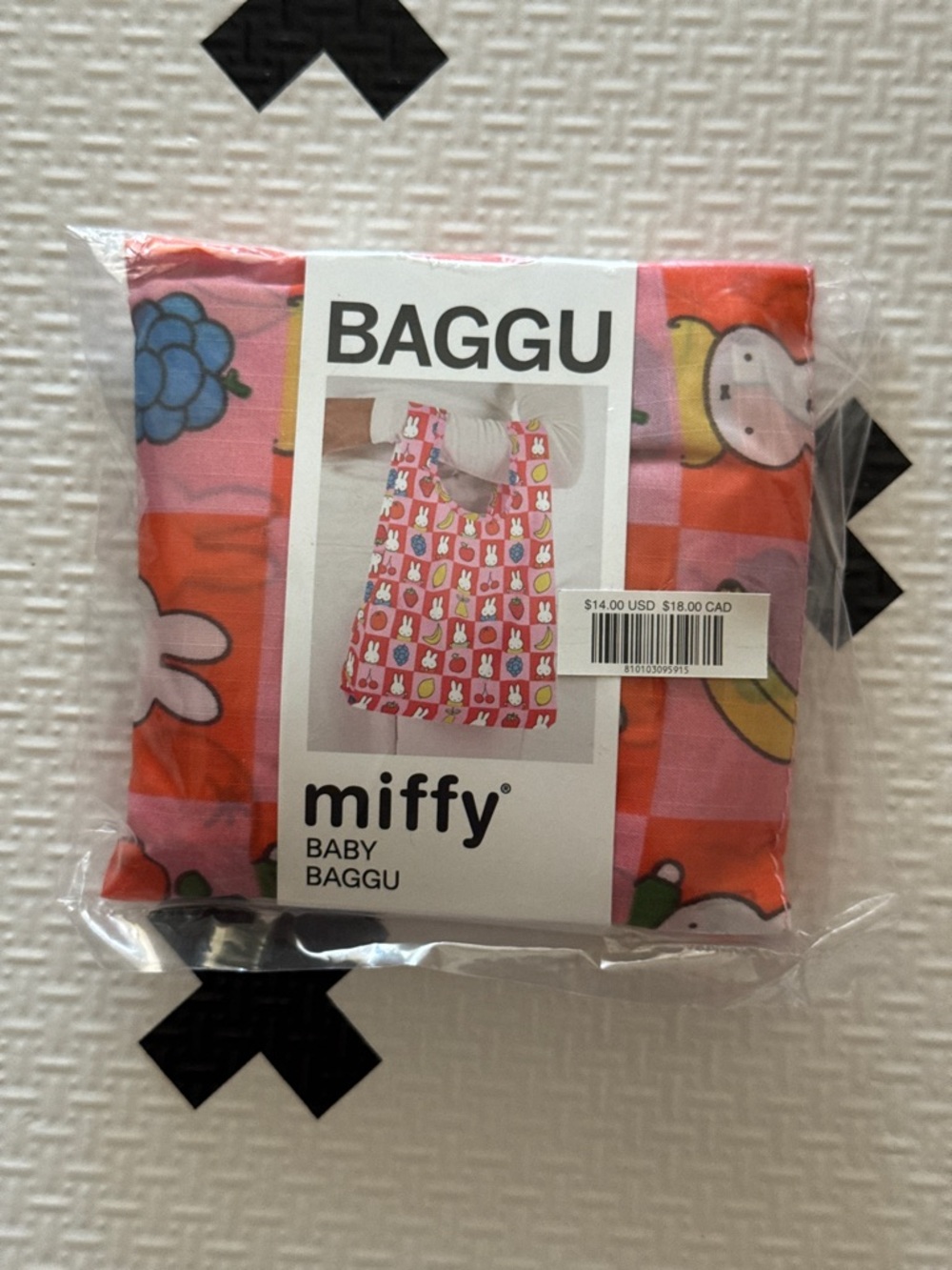 BAGGU & Miffy UO Exclusive Standard Reusable Tote Bag Orange Pink checkered NWT